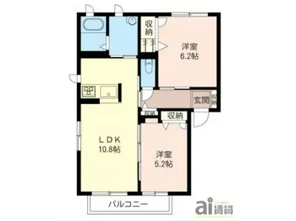 メゾンフウキ(2LDK/1階)の間取り写真