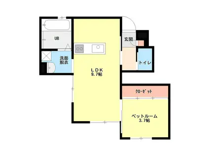 ルワ尾山(1LDK/1階)の間取り写真