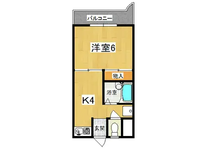 ライズ綾(1DK/3階)の間取り写真