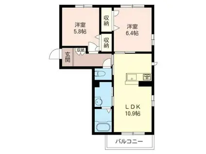 トレアモーレ A棟(2LDK/3階)の間取り写真