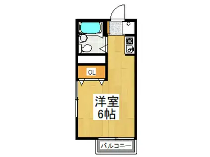 ハイムK(ワンルーム/2階)の間取り写真