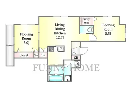 ハーモニー・ハウス(2LDK/2階)の間取り写真