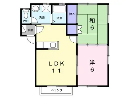 朝日ハイツI(2LDK/1階)の間取り写真