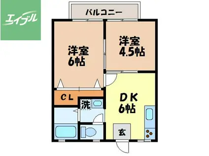 インペリアル三原台(2DK/2階)の間取り写真