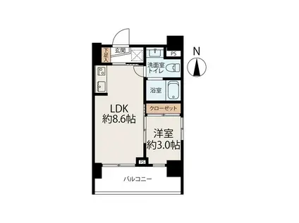 ブライト亀戸天神(1LDK/7階)の間取り写真