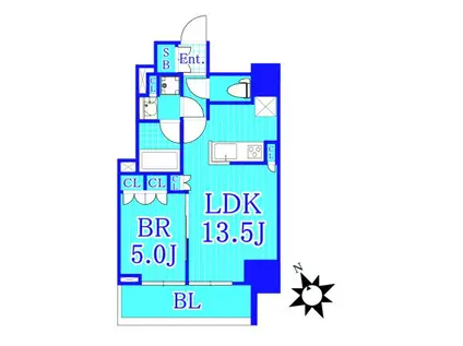パークアクシス横濱関内スクエア(2LDK/7階)の間取り写真