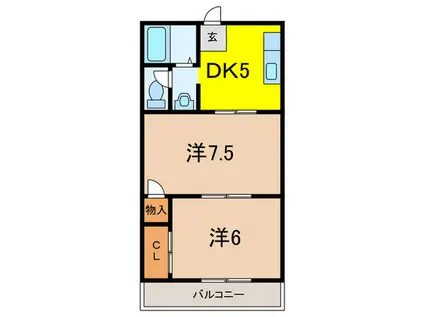 リアライズ御影(2DK/4階)の間取り写真