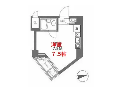 パレ・ドール高輪(ワンルーム/1階)の間取り写真