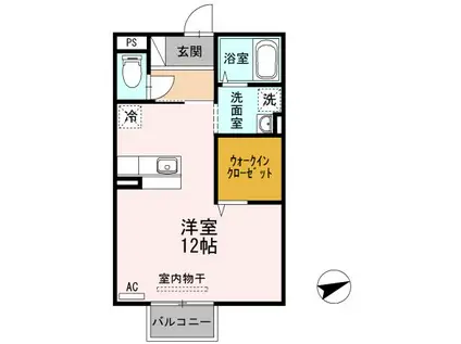 セゾン A棟(ワンルーム/2階)の間取り写真