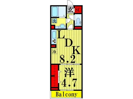 ディアコート本木(1LDK/3階)の間取り写真