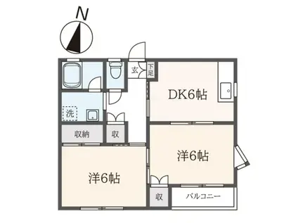 山佐ハウス(2DK/1階)の間取り写真