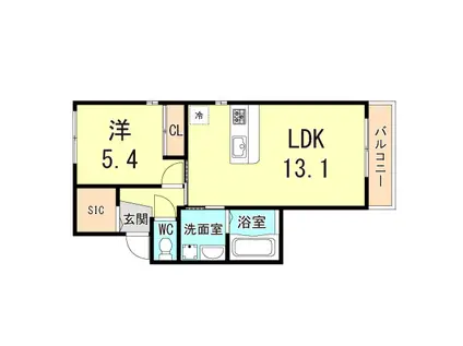 プレシャス小松II(1LDK/1階)の間取り写真