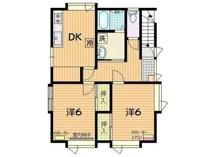 いわて銀河鉄道線 青山駅(岩手) 徒歩9分 2階建 築41年(2DK/2階)の間取り写真