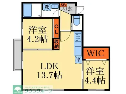 つくばエクスプレス 八潮駅 徒歩14分 3階建 築4年(2LDK/3階)の間取り写真