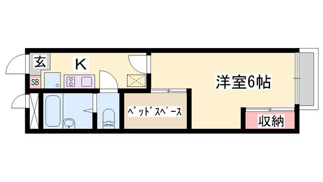 ＪＲ播但線 野里駅 徒歩5分 2階建 築21年(1K/1階)の間取り写真