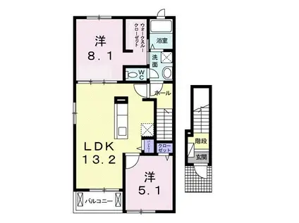 クオレッティ E(2LDK/2階)の間取り写真