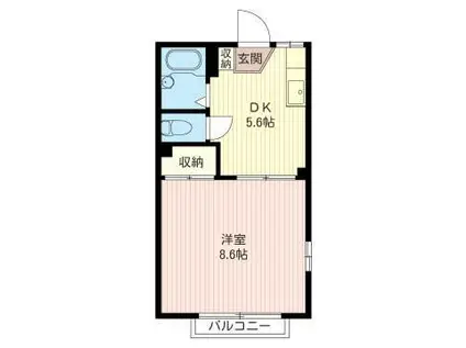 グレイスタウン B(1DK/2階)の間取り写真