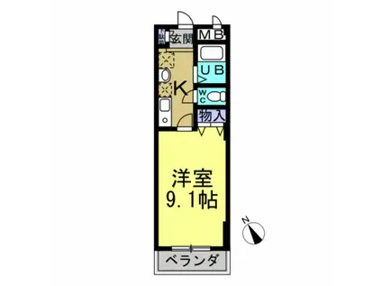 シャトー栗見坂II(1K/2階)の間取り写真