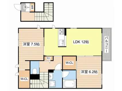 イースト ベイ(2LDK/2階)の間取り写真