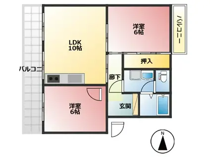 ピュアセゾン(2LDK/1階)の間取り写真