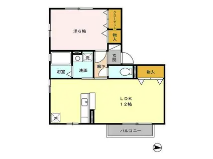 プロミスト・ランド(1LDK/2階)の間取り写真