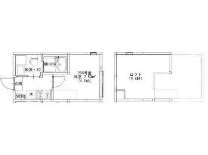 ハーモニーテラス北小岩XXII(1K/2階)の間取り写真