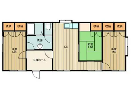 ＪＲ中央線 国立駅 徒歩17分 2階建 築39年(3DK/1階)の間取り写真