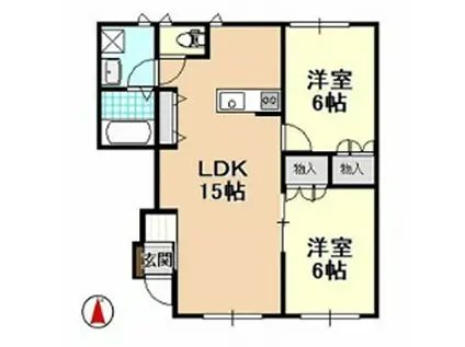 サザンコート(2LDK/1階)の間取り写真