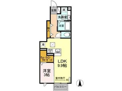 D-ROOM大崎(1LDK/1階)の間取り写真