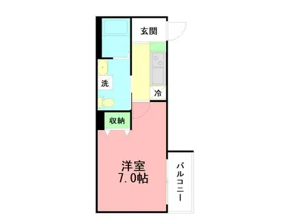 ベイルーム本厚木サウス(1K/2階)の間取り写真