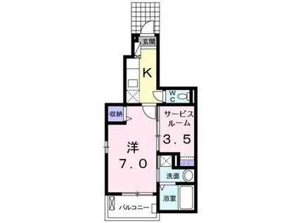 メゾン ド フルール(1SK/1階)の間取り写真