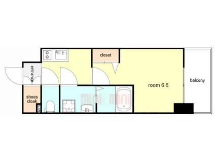 エスリードレジデンス ザ・グラン大阪ノア(1K/2階)の間取り写真