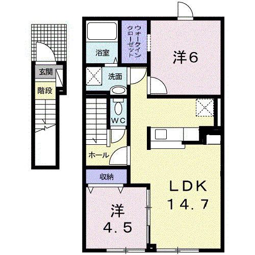 VESSEL HILLSII(2LDK/2階)の間取り写真