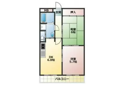 サンパレス六甲(2DK/2階)の間取り写真