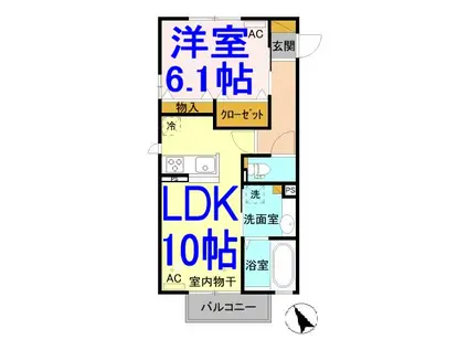 ウル・シャンティ D(1LDK/2階)の間取り写真