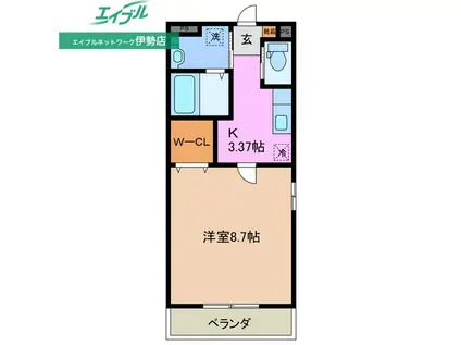 グランスマイル(1K/3階)の間取り写真