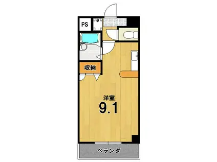 シュライン岡崎(ワンルーム/4階)の間取り写真