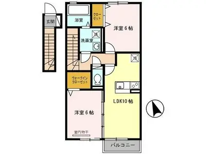 グレースメゾンB棟(2LDK/2階)の間取り写真