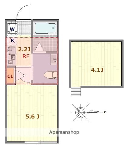 MEDINA MAISON富岡(1K/2階)の間取り写真