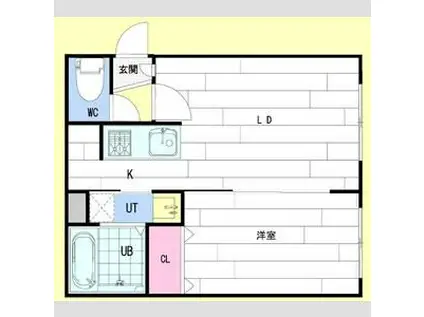 ベルメゾン北20(1LDK/3階)の間取り写真