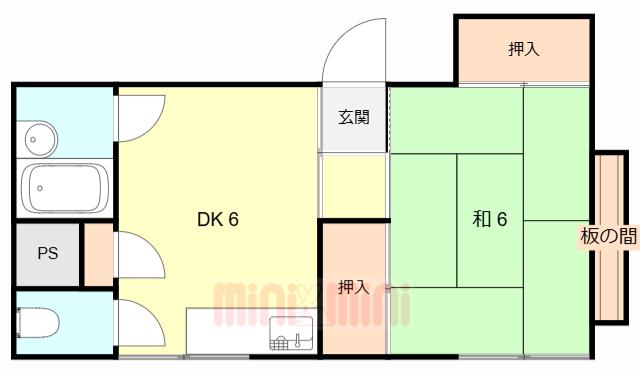 山脇ビル(1DK/3階)の間取り写真