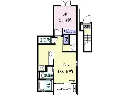 ソレイユ印場(1LDK/2階)の間取り写真