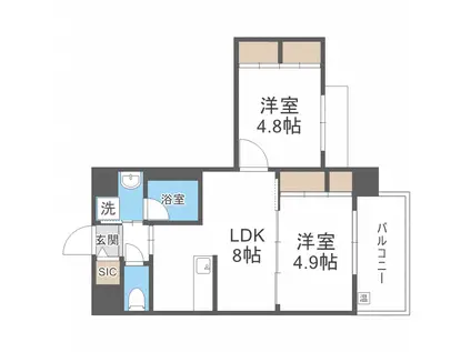 QUINTET MINAMI FUKUOKA(2LDK/5階)の間取り写真