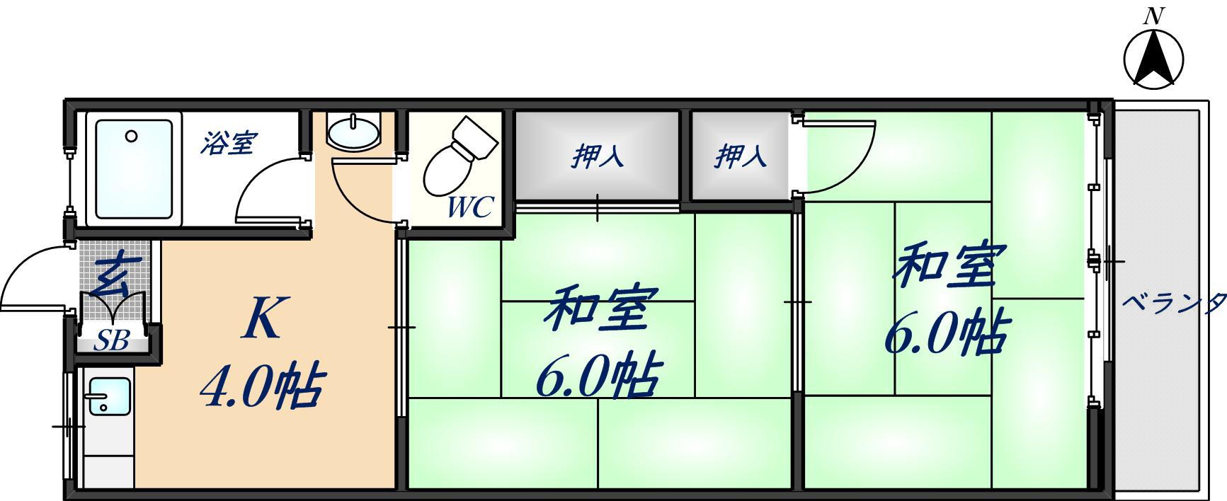 八栄マンション(2DK/3階)の間取り写真