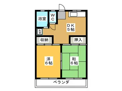 シャンポールたなはしII(2DK/1階)の間取り写真