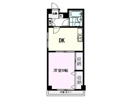 ハイム神道寺(1DK/2階)の間取り写真