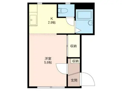 ジュネス湘南(1K/1階)の間取り写真