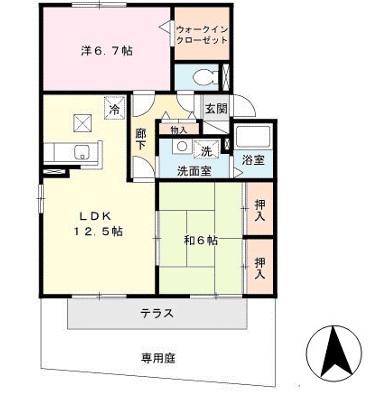 セジュール山陽(2LDK/1階)の間取り写真