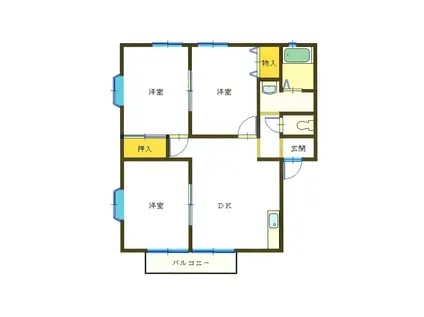 サンビレッジフォーシーズン B棟(3DK/2階)の間取り写真