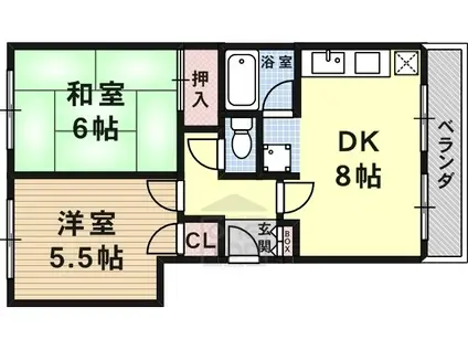 森岡ビル(2DK/2階)の間取り写真